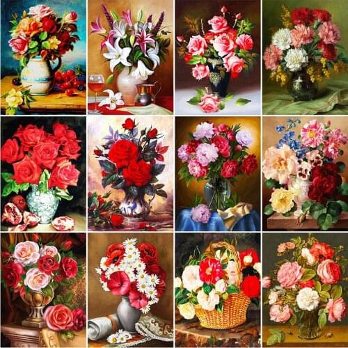 Evershine Diamond Painting Peony Cross Stitch Diamond Embroidery Flower 5D DIY Rhinestone Mosaic Kit Home Decoration