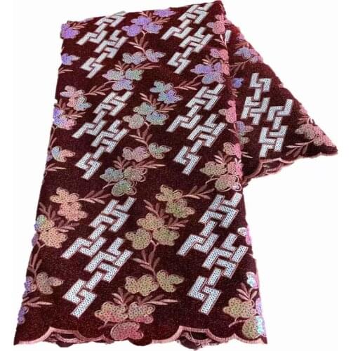 Guipure Lace Fabric 2021 High Quality Sequins Nigerian Lace Fabric African French Tulle Lace For Wedding Party Dress 2L20-94