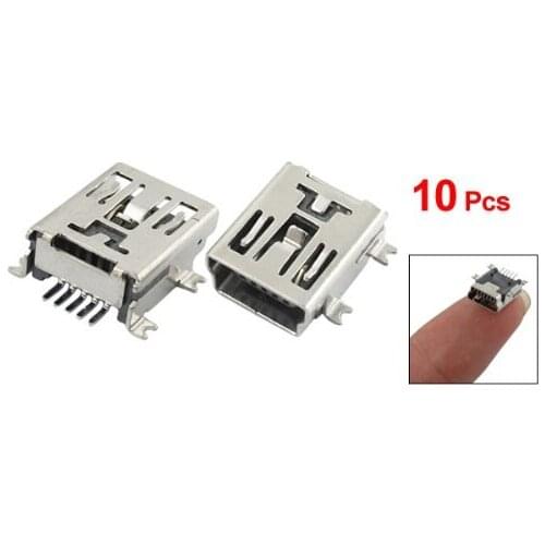 GTBL SODIAL(R) 10 x Mini USB 5 Pin Socket Female Solder Plug Adaptor Connector