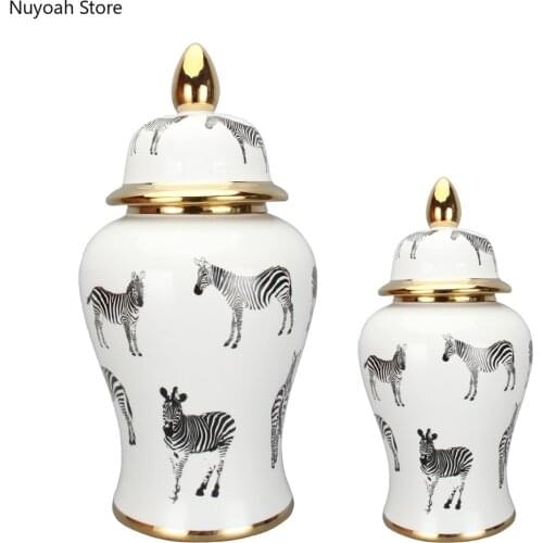 Creative Zebra Ceramic Vase Crafts Living Room Simulation Flower Arrangement Accessories Modern Home Decoration Storage Jar