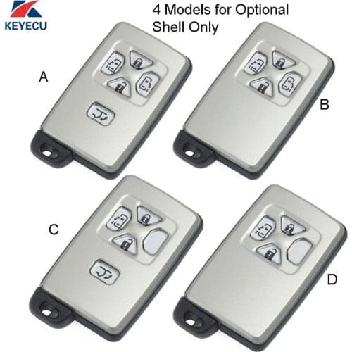 KEYECU 4 Models for Optional Replacement Smart Remote Car Key Shell Case Fob for Toyota (Shell Only) with Uncut Blade