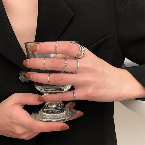 Rings for Women 7 Piece Rings Set Fashion Simple Exquisite Double Layer Pearl Bead Women Ring Jewelry Accessories Wholesale