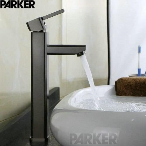 Higher copper rod black on black drawing of cold hot water basin faucet Gulasijiagao leading black green