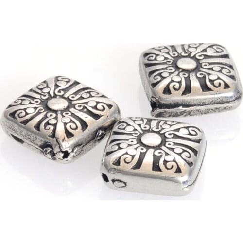 Miasol 30 Pcs 17MM Plating Acrylic Antique Design Fluted Corrugated Square Beads For Diy Handmade Jewelry Making Findings