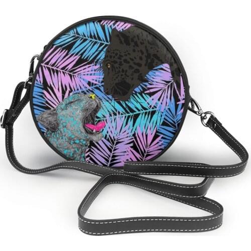Fashion Women Phone Bag Mini PU Leather Circular Handbag Leopard Design Messenger Bags For Women Female Crossbody Bags Purse