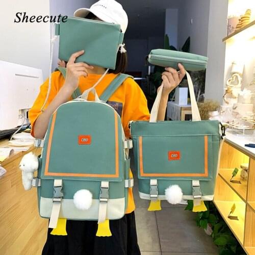 Fashion Children Backpacks Canvas Girls Shoulder Bags Female Backpack Simple Student Schoolbag High Capacity Kids Bookbag Set