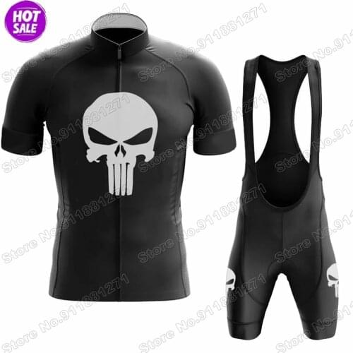 Skull New Cycling Jersey Set Mens 2021 Summer Bicycle Clothing Road Bike Shirts Suit Bicycle Bib Shorts MTB Ropa Maillot