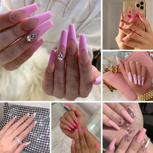 New Gradient Style Matte Full Coverage Long Ballet False Nail Tips 2020 Trend Nail Art French Manicure Tools 24Pcs