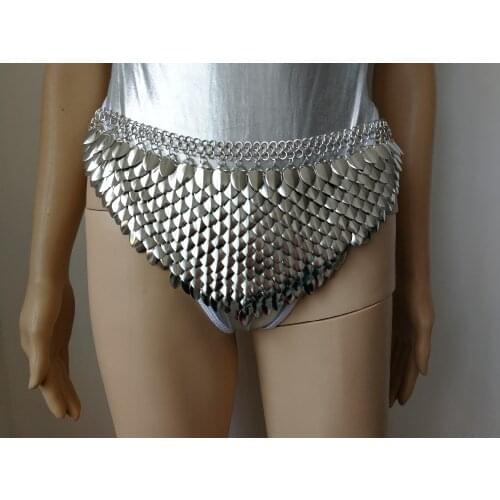 New Fashion Style B753 Silver Fish Scale Belly Chains Jewelry Layers Scalemail Mermaid Fish Scales Loin Cloth Skirt Chainmail