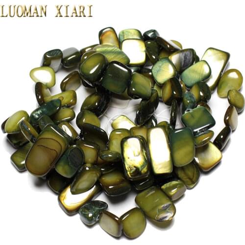 Wholesale 9-16 mm Irregular Dyed Army Green Natural Shell Side Hole Beads For Jewelry Making Strand 34 '' DIY Necklace Bracelet