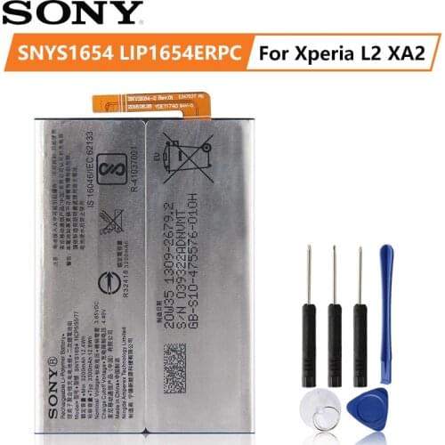 Original SONY Battery for Xperia XA2 Plus XA2P L2 SNYSK84 SNYS1654 LIP1654ERPC H3321 3300mAh Authentic Phone Replace Battery