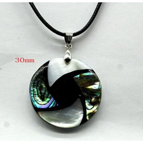 Natural Abalone Shell Necklaces & Pendants Hexagon Stitching Flatback Colorful Shells Round Bead for Women DIY Jewelry F206