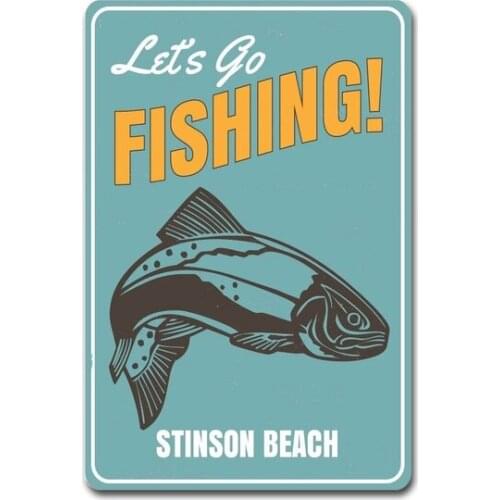 Personalized Fish Beach Location Name Decor, Fisherman Man Cave Beach House Gift, Fisherman - Novelty Tin Sign