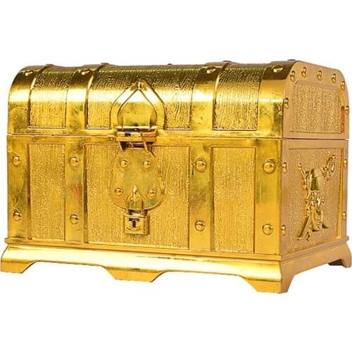 Pirate Treasure Chest Decorative Treasure Chest Keepsake Jewelry Box Plastic Toy Treasure Boxes Party Decor Large Size Electropl