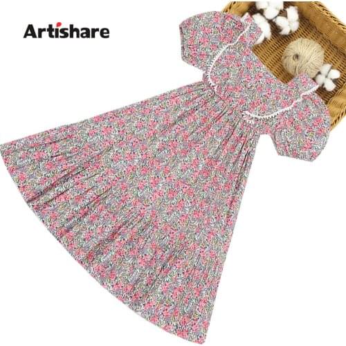 Dress For Girls Floral Pattern Girls Party Dress Casual Style Kids Dress Summer Clothes Girl 6 8 10 12 14