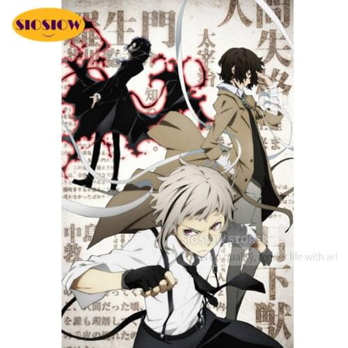 Full Square Drill Painting Bungou Stray Dogs DIY Diamond Embroidery Japanese Anime Handicraft Pictures Wall Decor Cross Stitch