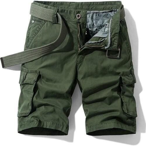 2021 New Men Summer Casual Vintage Twill Cotton Cargo Shorts Men Outwear Fashion Solid Classic Pockets Legwear Shorts Men