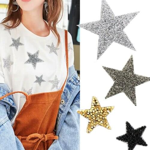 Multi Size Crystal Rhinestone Star Patches Resin Rhinestone Applique Sew On Clothes Iron On Patch Heat Transfer Clothing Sticker