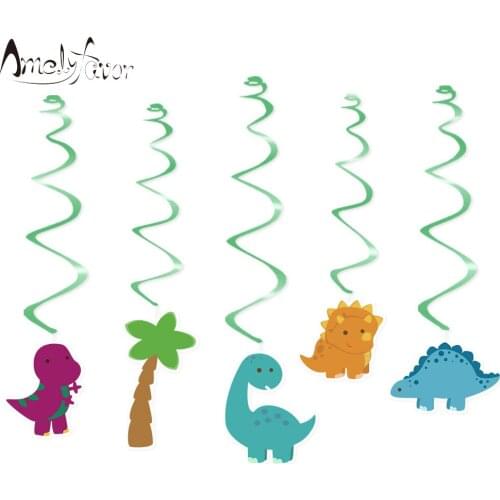 Dinosaur Theme Ceiling Hanging Swirl Decoration Dinosaur Cutout DIY Decor Baby Kids Birthday Event Party Decorations Supplies