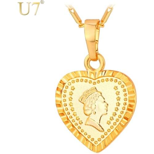 U7 Fashion Necklaces For Women Gold/Silver Color European Queen Love Heart Necklace & Pendants Wholesale P630