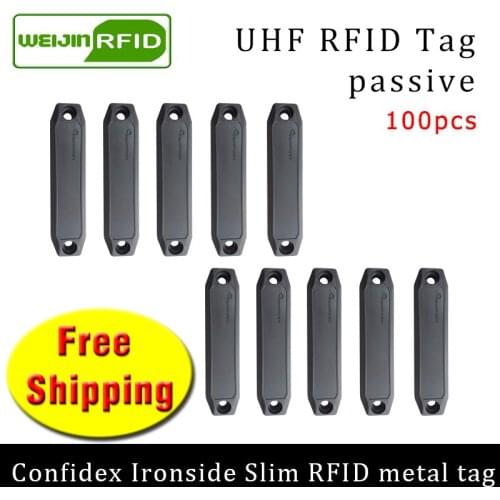 UHF RFID metal tag confidex ironside slim 915m 868m Impinj Monza4QT EPC 100pcs free shipping durable ABS smart passive RFID tags