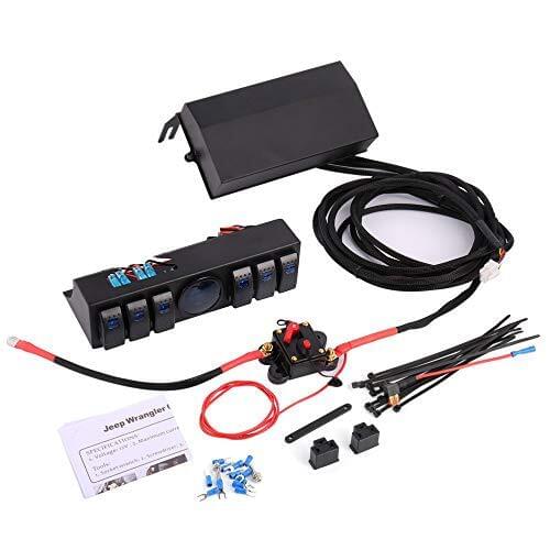 DC 12V Universally Adaptable6 Gang Rocker Switch Panel Switch Control Panel Sytem with Voltage Meter Digital Display for wrangle