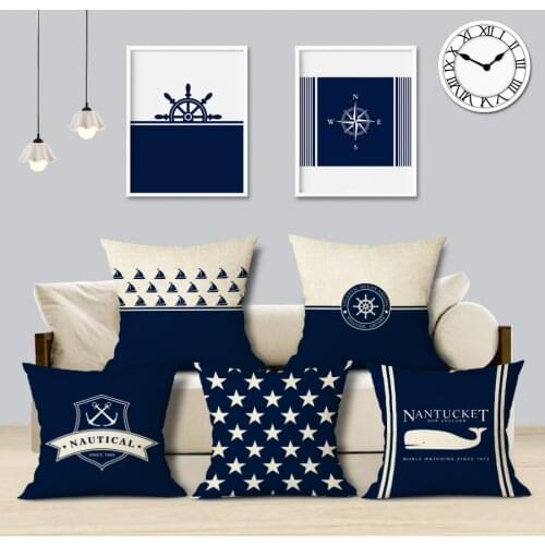 Vintage Cushion Decoration Marine Colorful Fish Almofadas 45x45 Square Houseware Home Sofa Car Decor Pillow Case