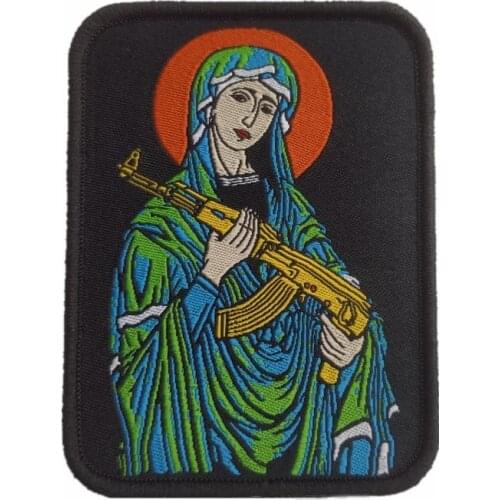 Tactical Virgin Mary Military Velcro Patch For Clothes Backpack Embroidered Sewing Applique Fabric Apparel Accessories