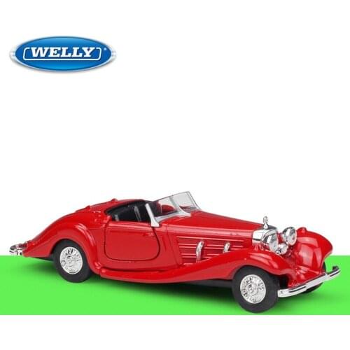 Welly 1:36 Diecast 1936 500K Vintage Vehicle Red High Simulator Alloy Metal Model Car Pull back Car