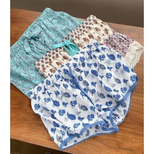 2021 Womens Ruffle Sleep Short Pants Lace Summer Sexy Pajamas Shorts Women Sleepwear Loose Plus Size Night Bottoms Flower pants