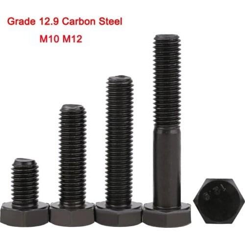 1Pcs Grade 12.9 High Tensile Carbon Steel External Hex Screw Hex Head Screws DIN933 M10 M12 Length 16/20/25/30/35/40/45-150mm