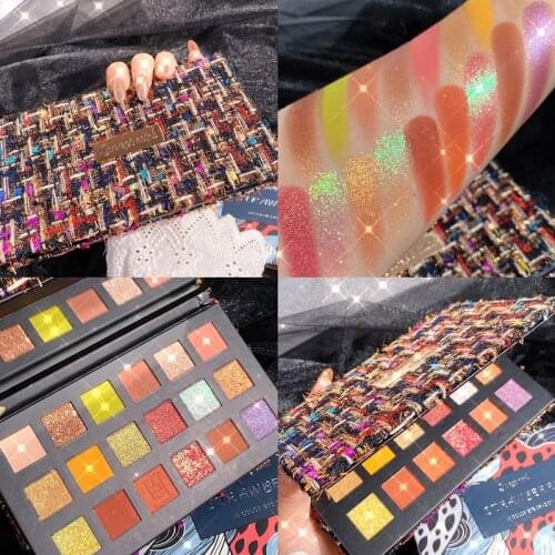 Neon Yellow Diamond Eyeshadow Palette 18Color Makeup Palette Shimmer Matte Metallic Pigmented Glitter EyeShadow Pallete Cosmetic