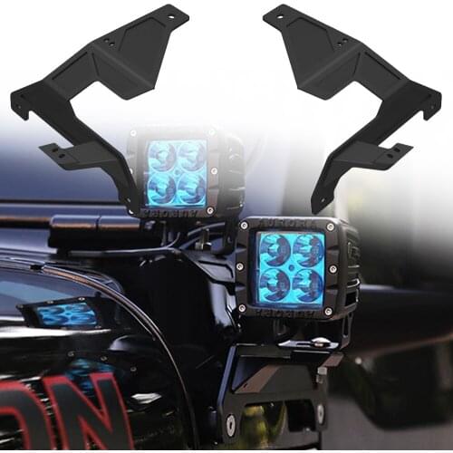 Front Windshield Side-Mounted A-Pillar Alloy Black LED Light Mounting Brackets 2 Pcs Compatible with -Jeep JL -Wrangler 2018