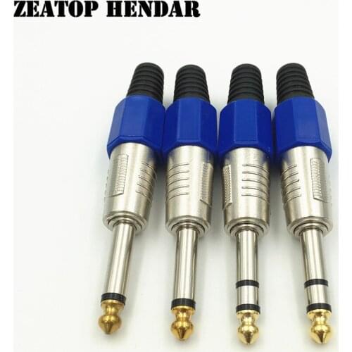 20Pcs 6.35mm 2 3 Pin Mono Stereo Male Jack 6.35 Audio Connector Amplifier Microphone Electronic Guitar with Gold Tip Plug