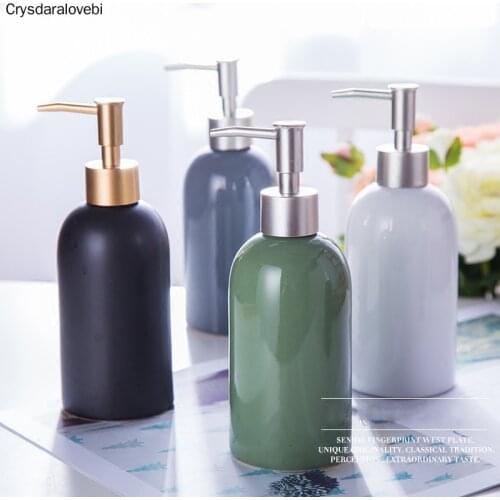 420ML Ceramic Soap Dispensers Emulsion Dispensing Bottle Gold Pressing Head Shower Gel Dispenser Shampoo Bottle