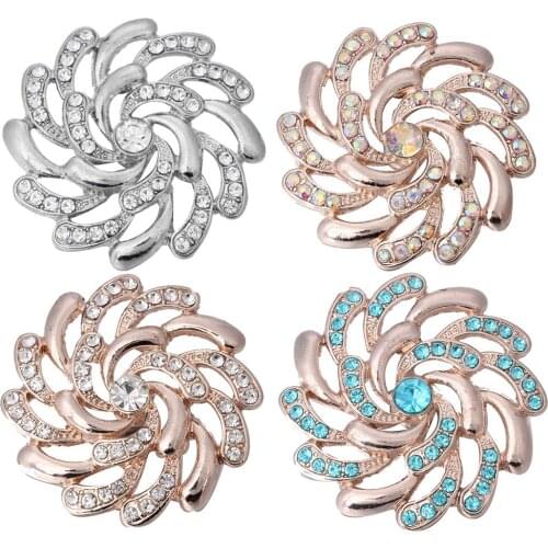 5pcs/lot 2019 New Beauty Crystal Rose Gold Flower Metal Snap Button fit 18mm 20mm Snap Bracelets Bangles Women Snaps Jewelry