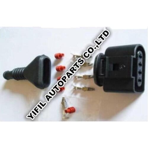 50sets/lot 4 Pin/Way Female Auto Ignition Coil Connector Plug With Good Quality Rubber Boot Repair Kit Case For A4 A6 VW Passat