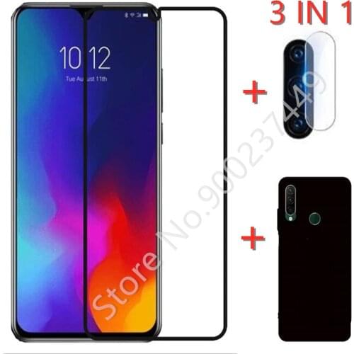 3-in-1 Case + Camera Tempered Glass On For Lenovo K10 Note ScreenProtector Glass For Lenovo A6 Note Z6 Lite 9D Phone Glass