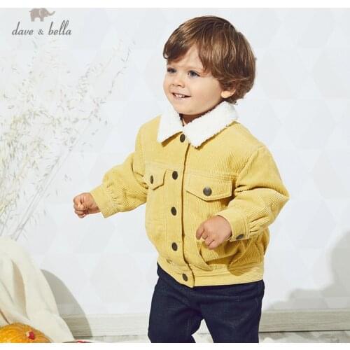DB15674 dave bella winter baby boys fashion solid pockets padded coat children tops infant toddler outerwear