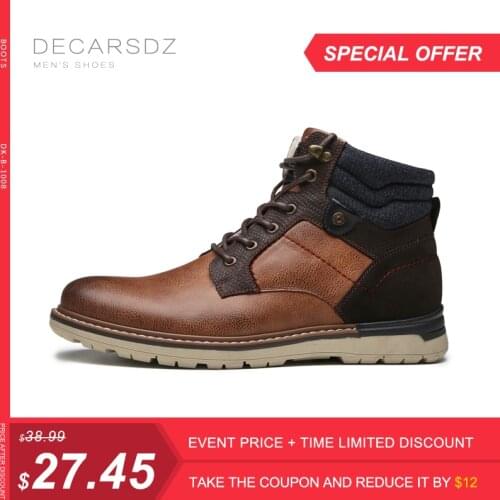 DECARSDZ 2021 Men Winter Boots Fashion Design Men Boots Classic Retro New Brand Men Shoes Breathable Handmade Men Casual Boots