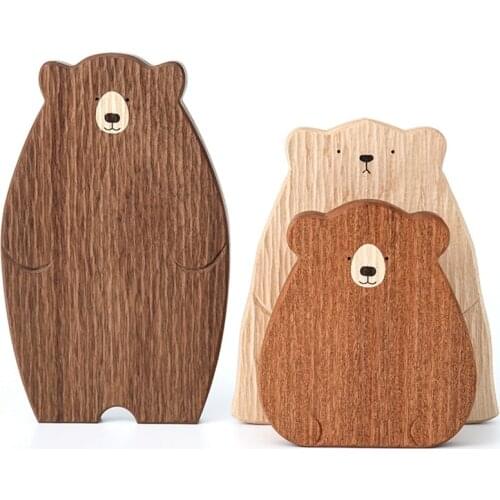 Wooden Board Cutting Board Cute Bear-Shaped Bread Tray Black Walnut Kitchen Board