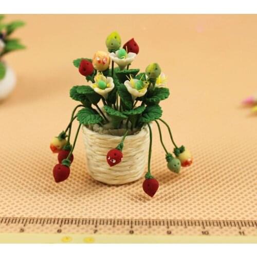 G05-X097 children baby gift Toy 1:12 Dollhouse mini Furniture Miniature baby flower Strawberry tree 1pcs