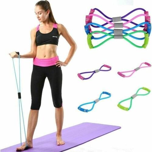 Hot Yoga Gum Fitness Resistance 8 Word Chest Expander Rope Workout Muscle Trainning Rubber Elastic Bands for Sports Exercise