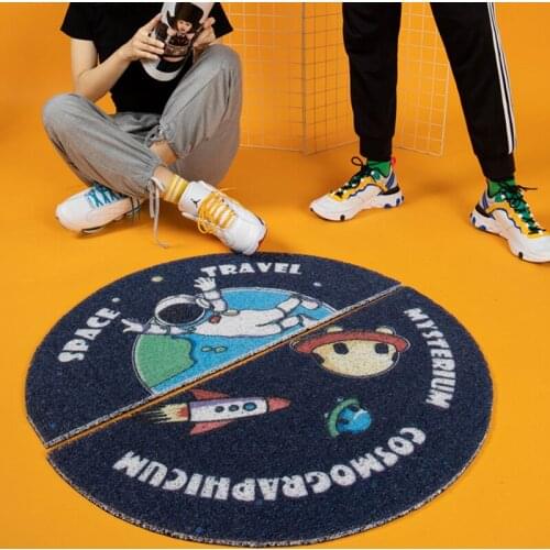 Astronaut Space Home Door Mat Bedroom Living Room Kitchen Bath Hallway Mat Carpet PVC Anti-slip Semicircular Entrance Door Mat
