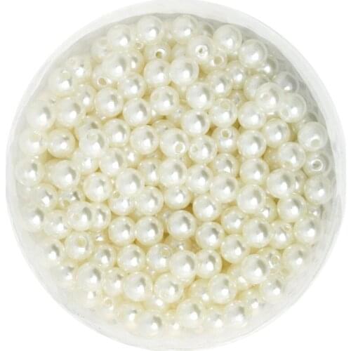 Round Approx 1000pcs/lot Ivory Color 6mm Dia. Imitation Pearl Plastic Beads Wholesale for Jewelry Making CN-BSG01-02IV