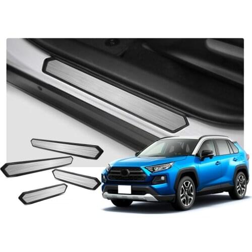 LFOTPP Car Stainless Steel Door Sill Cover For RAV4 5th 2019 2020 Door Sill Trim Strip Auto Accessories 4 Pcs