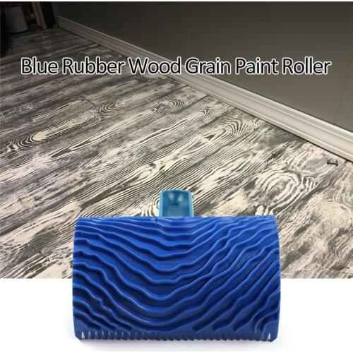 Blue Rubber Imitation Wood Grain Paint Roller Brush Wall Painting Tool Sets Wall Texture Art Painting Tool with Handle