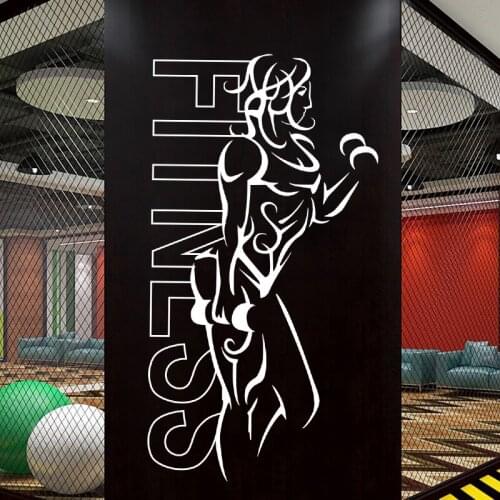 Girl Dumbbells Gym Sticker Fitness Decal Body-building Posters Vinyl Wall Decals Pegatina Quadro Parede Decor Mural Gym Sticker