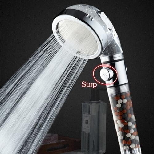 Bathroom Shower 3 Modes Adjustable Jetting Saving Water High Pressure Mineral Anion Filter Shower Head Nozzle Handheld Sprayer