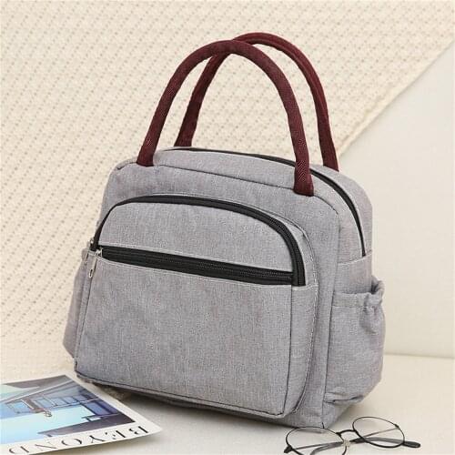 New Female Bag Canvas Handbag Lunch Hand Carry Mother Bag Lunch Storage With Handles Organizer Clothes Thermal Lunch Bag